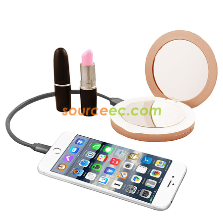 Customization LED Dual Mirror Power Bank-Circle Corporate Gifts