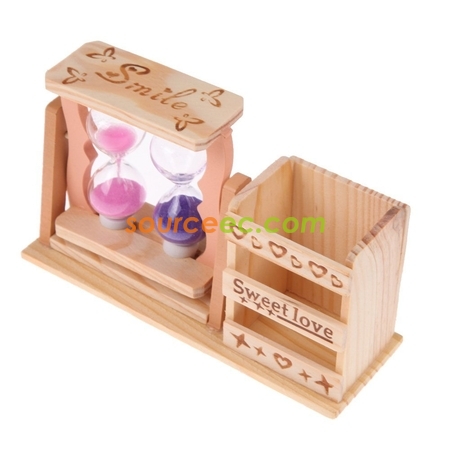Customization Wooden Hourglass Pen Holder Corporate Gifts