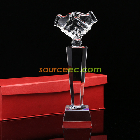 Customization Handshake Crystal Trophy Corporate Gifts