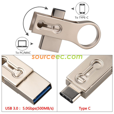 Customization 3 in 1 OTG Metal Flash Drive Corporate Gifts