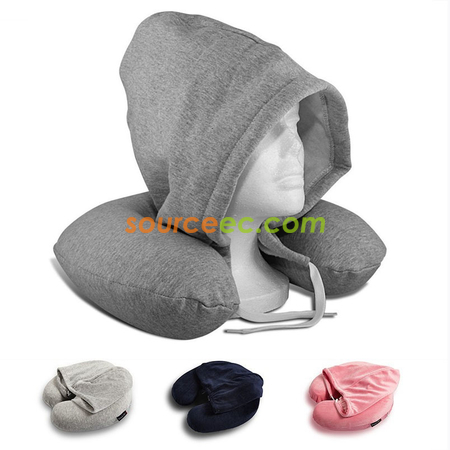 U Shape Travel Neck Pillow With Hoodie Corporate Premium Gift