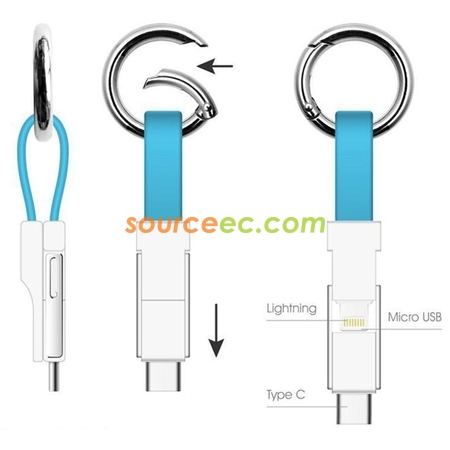 Customization 3 in 1 Keyring Charging Cable Corporate Gifts