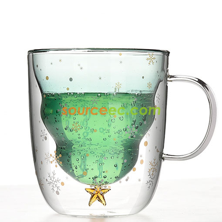 Customization  250ML Christmas-Tree Glass Mug Corporate Gifts