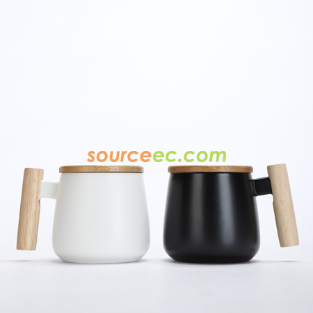 Customization 425ML Ceramic Mug with Wooden Handle Corporate Gifts