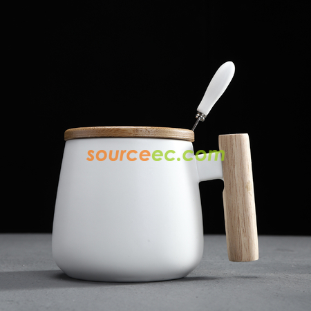 Customization 425ML Ceramic Mug with Wooden Handle Corporate Gifts