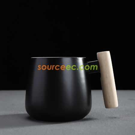 Customization 425ML Ceramic Mug with Wooden Handle Corporate Gifts
