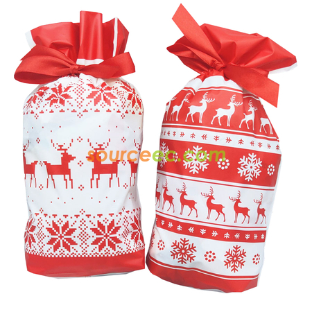 Customization Christmas Drawstring Gift Bags Corporate Gifts