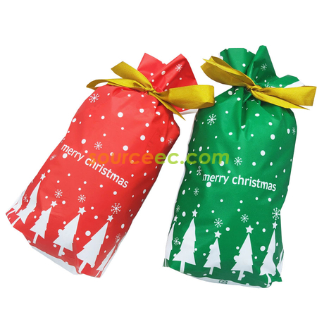 Customization Christmas Drawstring Gift Bags Corporate Gifts