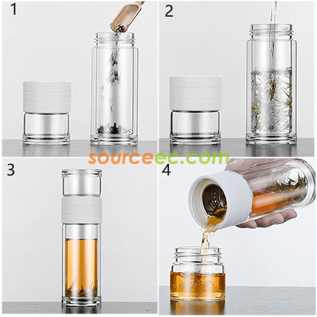 Customization 450 ML Portable Glass Bottle with Infuser Corporate Gifts