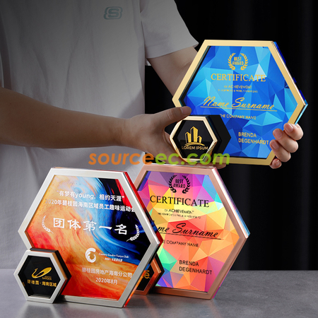 Customization Metal Hexagonal Geometric Trophy Corporate Gifts