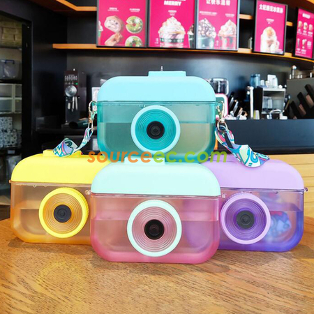 Customization Creative Camera Straw Plastic Juice Cup Corporate Gifts