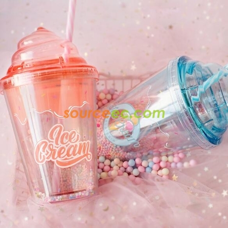Customization 380ML Plastic Straw Cup Corporate Gifts