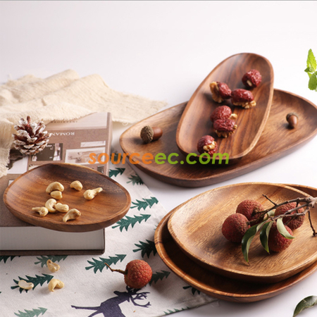 Irregular Solid Wood Dinner Plate