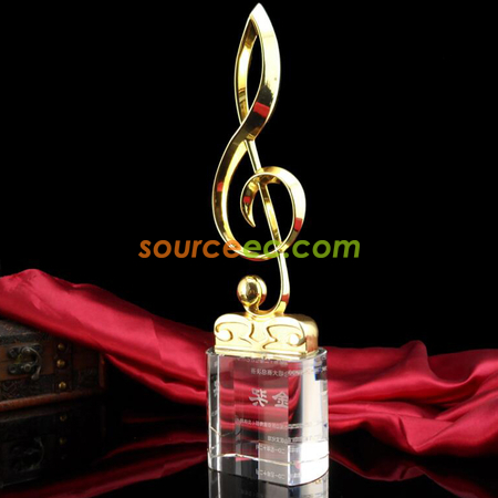 Customization Musical Note Singing Musical Crystal Trophy Corporate Gifts