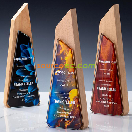 Customization Solid Wood Crystal Trophy Corporate Gifts