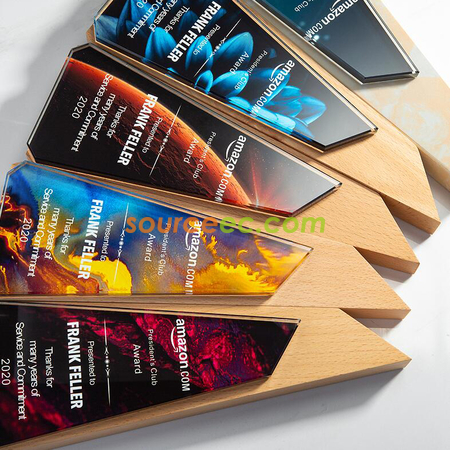 Customization Solid Wood Crystal Trophy Corporate Gifts