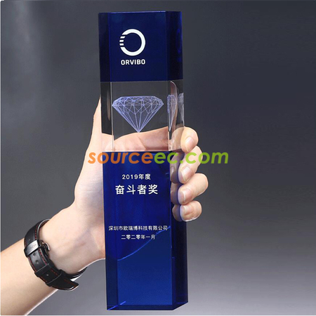 Customization Diamond Square Pillar Crystal Trophy Corporate Gifts