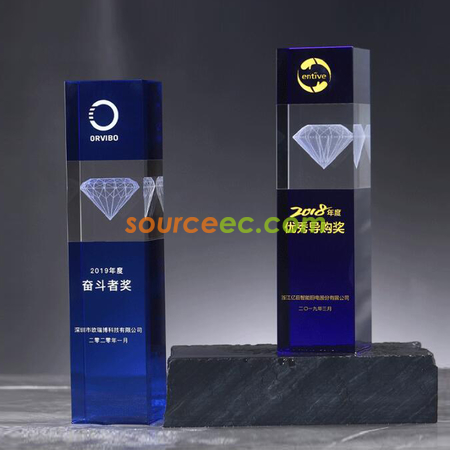 Customization Diamond Square Pillar Crystal Trophy Corporate Gifts