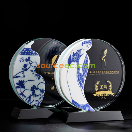 Customization Double-sided Ceramic Crystal Trophy Corporate Gifts