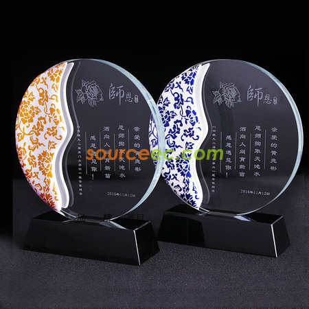 Customization Double-sided Ceramic Crystal Trophy Corporate Gifts