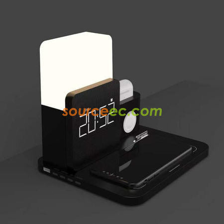 Customization Wireless Charger Three-In-One Lamp Clock (Mobile Phone + Watch + Earphone) Corporate Gifts