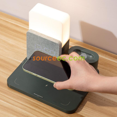 Customization Wireless Charger Three-In-One Lamp Clock (Mobile Phone + Watch + Earphone) Corporate Gifts