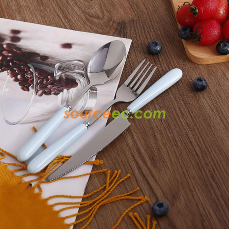 Customization Stainless Steel Tableware With Ceramic Handle Corporate Gifts