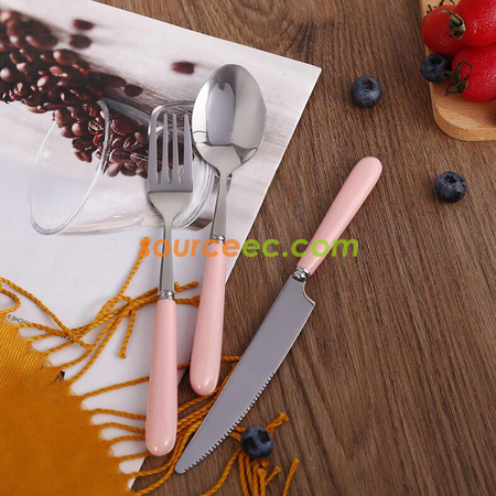 Customization Stainless Steel Tableware With Ceramic Handle Corporate Gifts