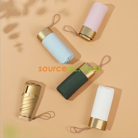 Customization Mini Sunshade Pocket Gold Plastic Sun Umbrella Corporate Gifts