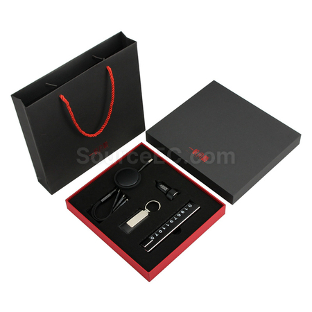 Customization Car Charging Data Cable Parking Plate Key Chain Set Corporate Gifts