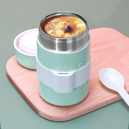 Vacuum-insulated food jar, stainless steel, with cutlery, 400 ml