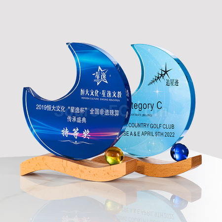 Customization Moon Wooden Crystal Medal Corporate Gifts