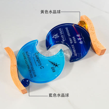 Customization Moon Wooden Crystal Medal Corporate Gifts
