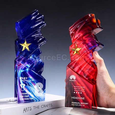 Customization Water Wave Crystal Trophy Corporate Gifts