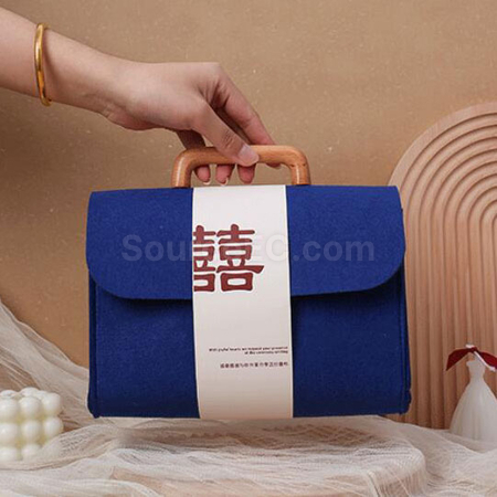 Customization Felt Tote Bag with Wooden Handle Corporate Gifts