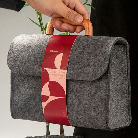 Customization Felt Tote Bag with Wooden Handle Corporate Gifts