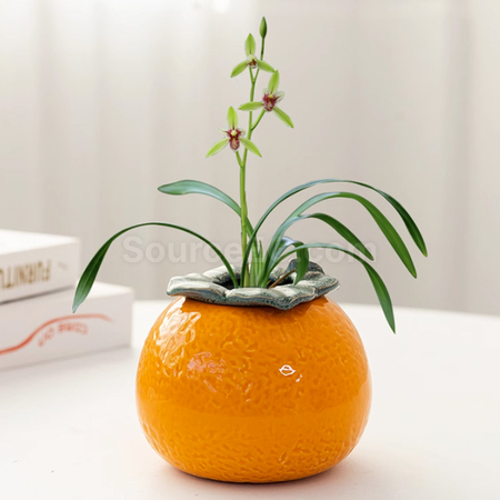 Customization Orange Ceramic Flower Pot Corporate Gifts