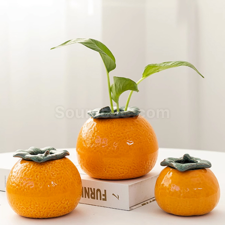 Customization Orange Ceramic Flower Pot Corporate Gifts