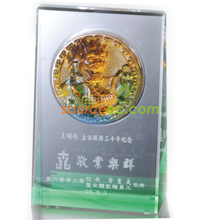 Customization Colored Glaze Crystal Block Corporate Gifts