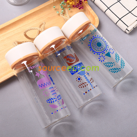 Customization 400ML Wood Grain Glass Corporate Gifts