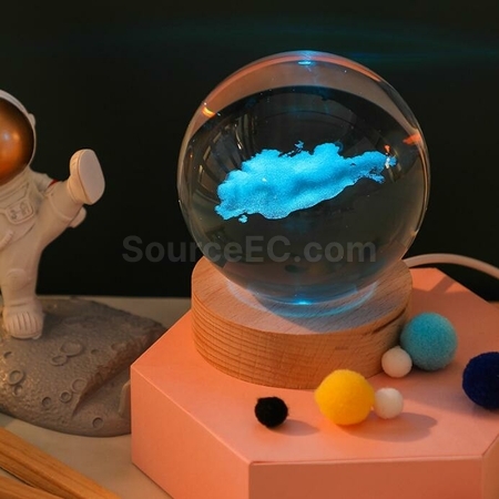 Customization 3D Engraved USB Colorful Crystal Ball Light Corporate Gifts