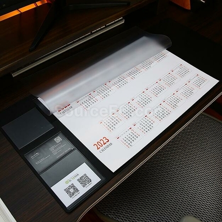 Customization PU Faux Leather Double Layer Storage Desk Mat Corporate Gifts