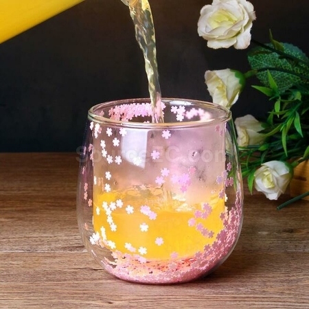 Customization Romantic Cherry Blossom Double Glass Corporate Gifts