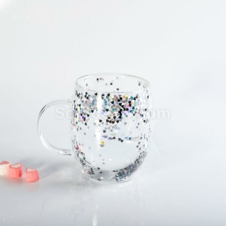 Customization Sparkling Heart Double Handle Glass Corporate Gifts