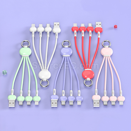 Customization Three-In-One Charging Cable With Keychain Corporate Gifts