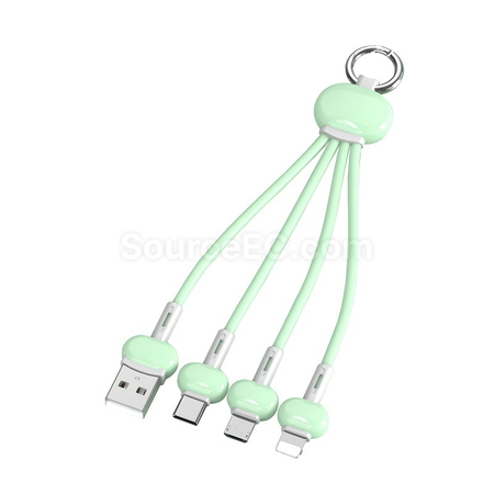 Customization Three-In-One Charging Cable With Keychain Corporate Gifts