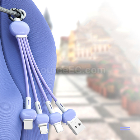 Customization Three-In-One Charging Cable With Keychain Corporate Gifts