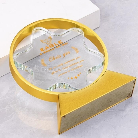 Customization Three-Dimensional Five-Star Metal crystal Trophy Corporate Gifts