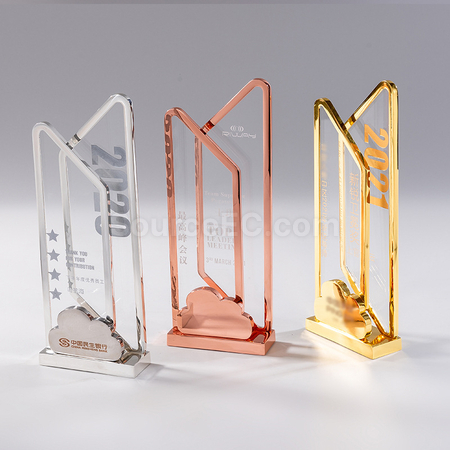 Crystal Clear Metal Trophy