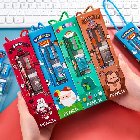 Customization Five-Piece Cartoon Stationery Pencil Set Corporate Gifts
